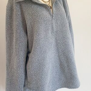 Everlane Cozy Gray teddy Women's quarter zip Sweater medium
